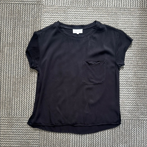 Bella Dahl Black Crewneck Pocket EcoVero Tee, size XS - Picture 4 of 8